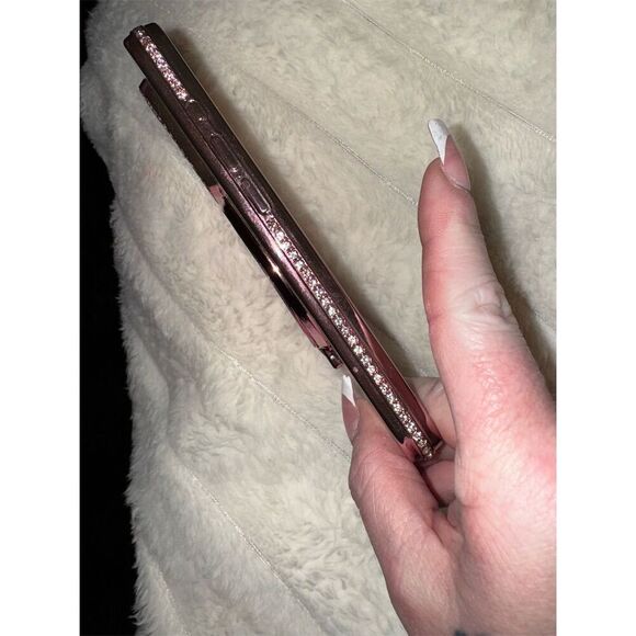 LXK Pink Glitter Clear Phone Case w/ Ring Holder and rhinestone iPhone 15 pro - Picture 4 of 12